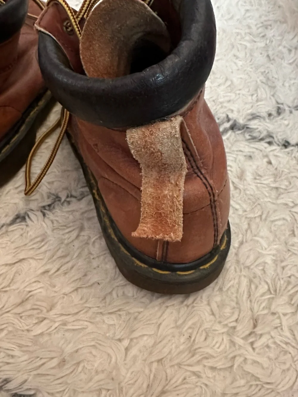 Dr. Martens Brown Leather Lace-Up Ankle Boots with Black Collar